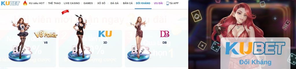Banner KU Đối Kháng với hình nhân vật hoạt hình và các nhà cung cấp V8 3D và DB 3